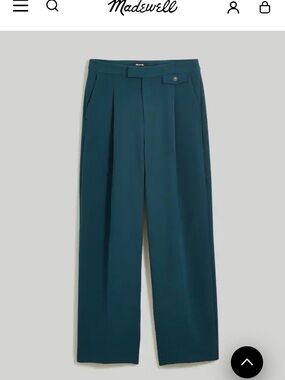 Madewell Teal Pleated Wide-Leg Pants